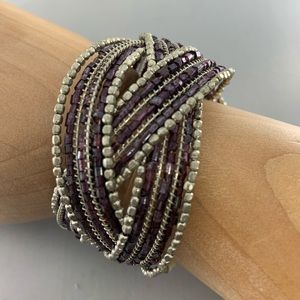Beaded Twist Braided Cuff Bracelet